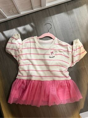 Grayson Mini Cream & Pink Striped Top with Cherry Appliqué